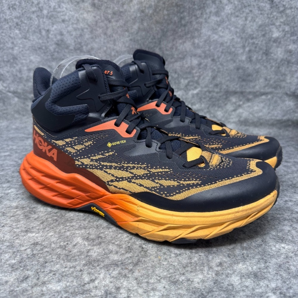 Hoka Speedgoat 5 Mid GTX Gore-Tex WATERPROOF Hiking Boots Mens Sz 9D Black Orang